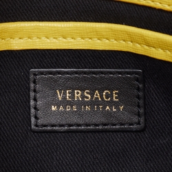 Pre Owned Versace Yellow Leather Medusa Zip Crossbody Bag