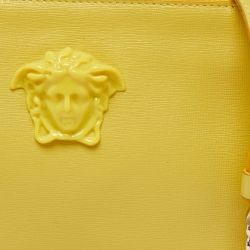 Pre Owned Versace Yellow Leather Medusa Zip Crossbody Bag