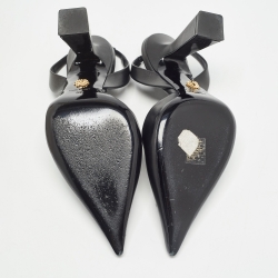 Pre Owned Versace Black Leather La Medusa Slingback Pumps Size 39