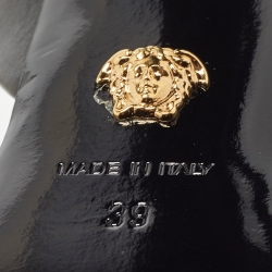 Pre Owned Versace Black Leather La Medusa Slingback Pumps Size 39