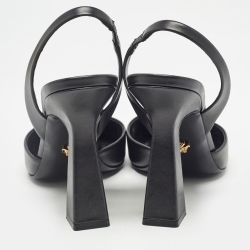 Pre Owned Versace Black Leather La Medusa Slingback Pumps Size 39