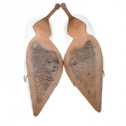 مملوكة مسبقًا Versace White Leather Pointed Toe Pumps Size 36