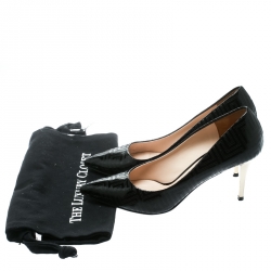 مملوكة مسبقًا Versace Black Patent Leather Leather Pointed Toe Pumps Size 39