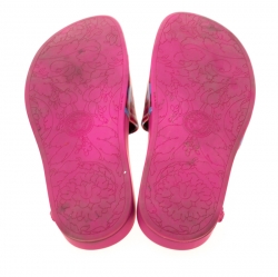 Pre Owned Versace Pink Baroque Leather Medusa Head Printed Slides Size 38