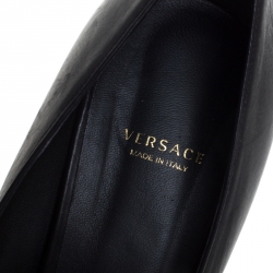 Pre Owned Versace Black Leather Medusa Logo Pointed Toe Pumps Size 41