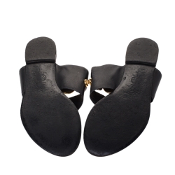 Versace Black Leather Medusa Detail Thong Flats Slides Size 41