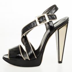 Versace Black Patent Strappy Sandals Size 37