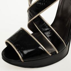 Versace Black Patent Strappy Sandals Size 37