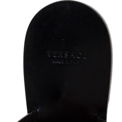 Versace Black Leather Medusa Detail Flats Slides Size 39