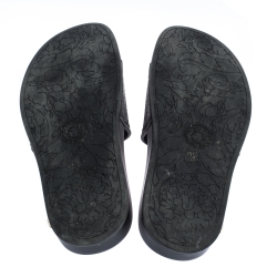 Pre Owned Versace Black Rubber Medusa Flat Slides Size 36
