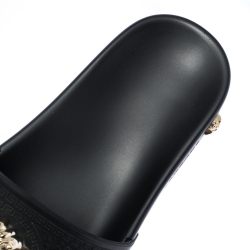 Pre Owned Versace Black Rubber Medusa Flat Slides Size 36
