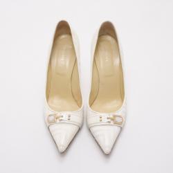 Pre Owned Versace White Patent Leather Pumps Size 40