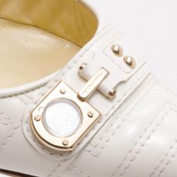 Pre Owned Versace White Patent Leather Pumps Size 40