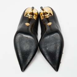 Pre Owned حذاء كعب عالي فيرساتشي رأس ميدوسا جلد أسود مقاس 37