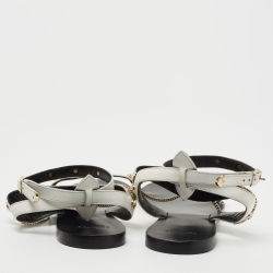 Pre Owned Versace White Leather Medusa Sandals Size 39