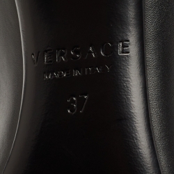 Pre Owned Versace Black Leather Medusa Pointed Toe Pumps Size 37
