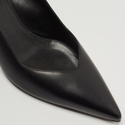 Pre Owned Versace Black Leather Medusa Pointed Toe Pumps Size 37