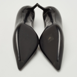 Pre Owned Versace Black Leather Medusa Pointed Toe Pumps Size 37