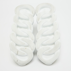 Pre Owned Versace White Suede and Leather Chain Reaction Sneakers Size 40