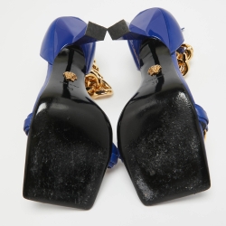 Versace Blue Leather Ankle Strap Sandals Size 38