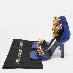 Versace Blue Leather Ankle Strap Sandals Size 38