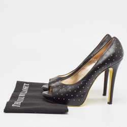 Pre Owned Versace Black Studded Leather Open Toe Pumps Size 38