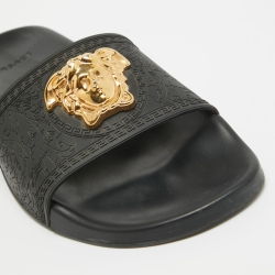 Versace Black Rubber Palazzo Pool Slides Size 39.5
