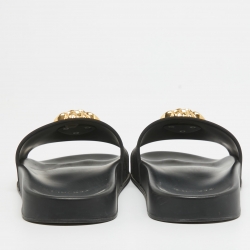 Versace Black Rubber Palazzo Pool Slides Size 39.5