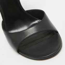 Pre Owned Versace Black Leather Ankle Strap Sandals Size 37