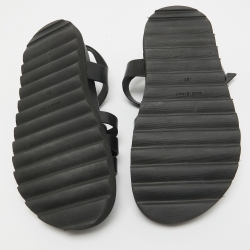 Pre Owned Versace Black Leather La Medusa Flat Sandals Size 37