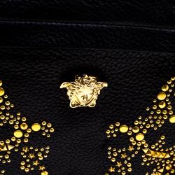 Pre Owned Versace Black Leather Studded Medusa Backpack