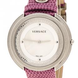 مملوكة مسبقًا Versace White Mother of Pearl Stainless Steel Thea A7Q Women's Wristwatch 39 mm