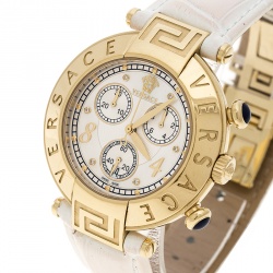 Versace White Mother of Pearl Gold Plated Steel Aion 68C Women's Wristwatch 40 mm