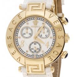 Versace White Mother of Pearl Gold Plated Steel Aion 68C Women's Wristwatch 40 mm