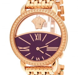 Pre Owned Versace Purple Gold Plated Stainless Steel Krios 93Q Women's Wristwatch 38 mm