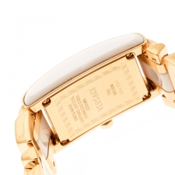 مملوكة مسبقًا Versace White Ceramic Gold Stainless Steel Era 70Q Women's Wristwatch 24 mm