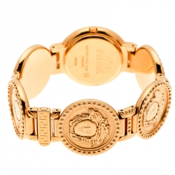 مملوكة مسبقًا Versace Black Gold Tone Medusa Icon Women's Wristwatch 30 mm