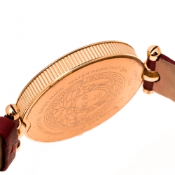Pre Owned Versace Red Rose Gold Plated Stainless Steel Vanitas K7Q Women's Wristwatch 40 mm