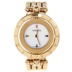 Pre Owned Versace Eon Gold Plated Steel Womens Wristwatch 25M