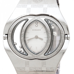 مملوكة مسبقًا  ساعة يد نسائية فيرساتشي إيكليسي 83Q ألماس ستانلس ستيل فضية 39 مم