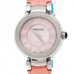 Versace Pink Mother of Pearl Stainless Steel Leda VNC Women's Wristwatch 38 mm