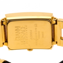 Versace Black 18K Yellow Gold Plated Stainless Steel Signature Medusa Women's Wristwatch 25 mm