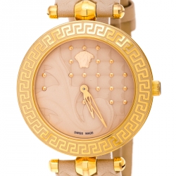 مملوكة مسبقًا Versace Beige Rose Gold Plated Stainless Steel Vanitas VK7 Women's Wristwatch 40 mm
