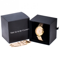 مملوكة مسبقًا Versace Beige Rose Gold Plated Stainless Steel Vanitas VK7 Women's Wristwatch 40 mm