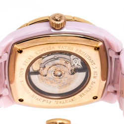 Pre Owned Versace Mother of Pearl Pink Ceramic Pink Sapphire Rose Gold Plated Stainless Steel DV One A360022 Women's Wristwatch 40 mm