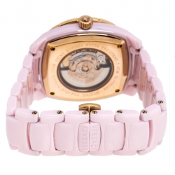 Pre Owned Versace Mother of Pearl Pink Ceramic Pink Sapphire Rose Gold Plated Stainless Steel DV One A360022 Women's Wristwatch 40 mm