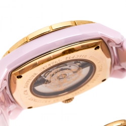 Pre Owned Versace Mother of Pearl Pink Ceramic Pink Sapphire Rose Gold Plated Stainless Steel DV One A360022 Women's Wristwatch 40 mm