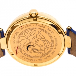 Pre Owned Versace Blue Gold Plated Stainless Steel Mystique Foulard VK6020013 Women's Wristwatch 38MM