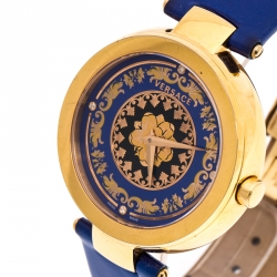 Pre Owned Versace Blue Gold Plated Stainless Steel Mystique Foulard VK6020013 Women's Wristwatch 38MM