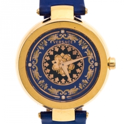 Pre Owned Versace Blue Gold Plated Stainless Steel Mystique Foulard VK6020013 Women's Wristwatch 38MM